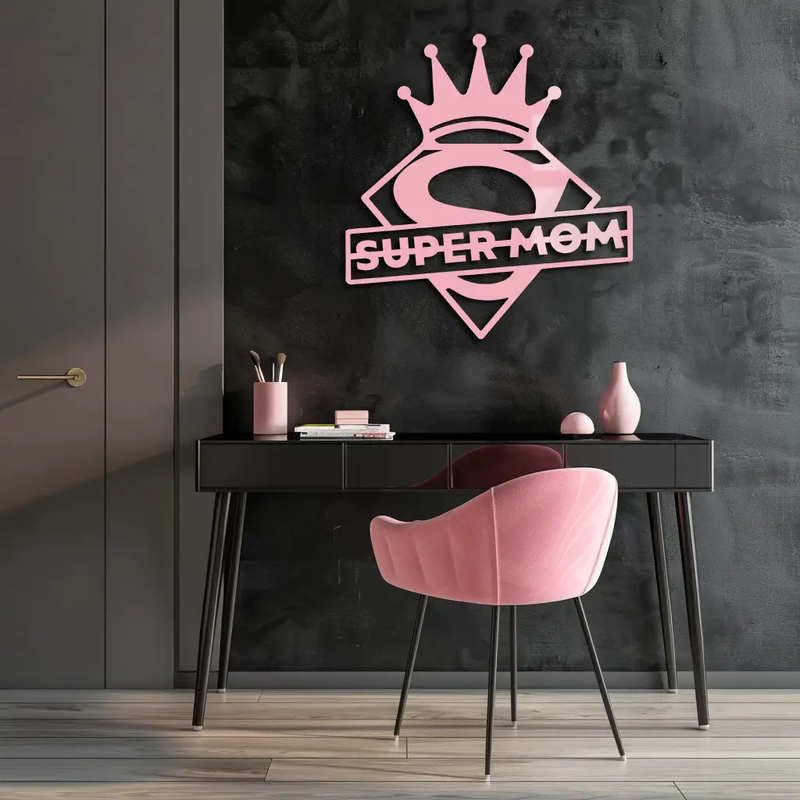 Super Mom Crown Metal Wall Art – Heroic Decorative Design - KAFGP068 by Enova Art