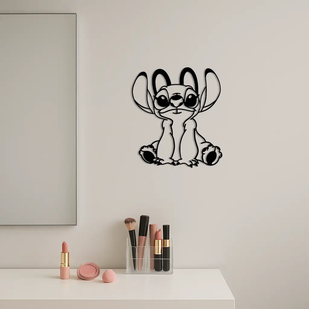 Stitch Silhouette Metal Wall Art – Cute Cartoon Character Design - KAFGP067 by Enova Art