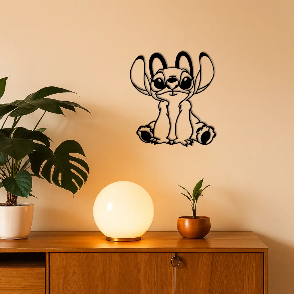 Stitch Silhouette Metal Wall Art – Cute Cartoon Character Design - KAFGP067 by Enova Art