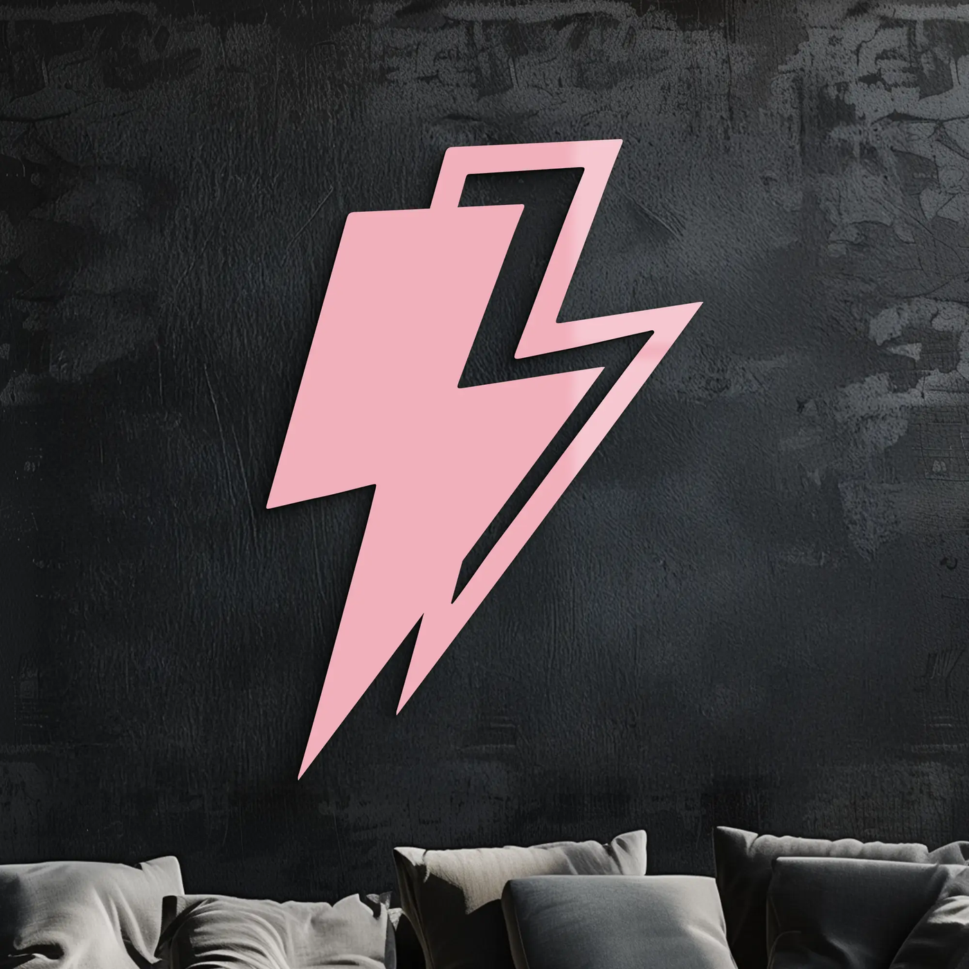Lightning Bolt Silhouette Metal Wall Art – Modern Power Design - KAFGP069 by Enova Art