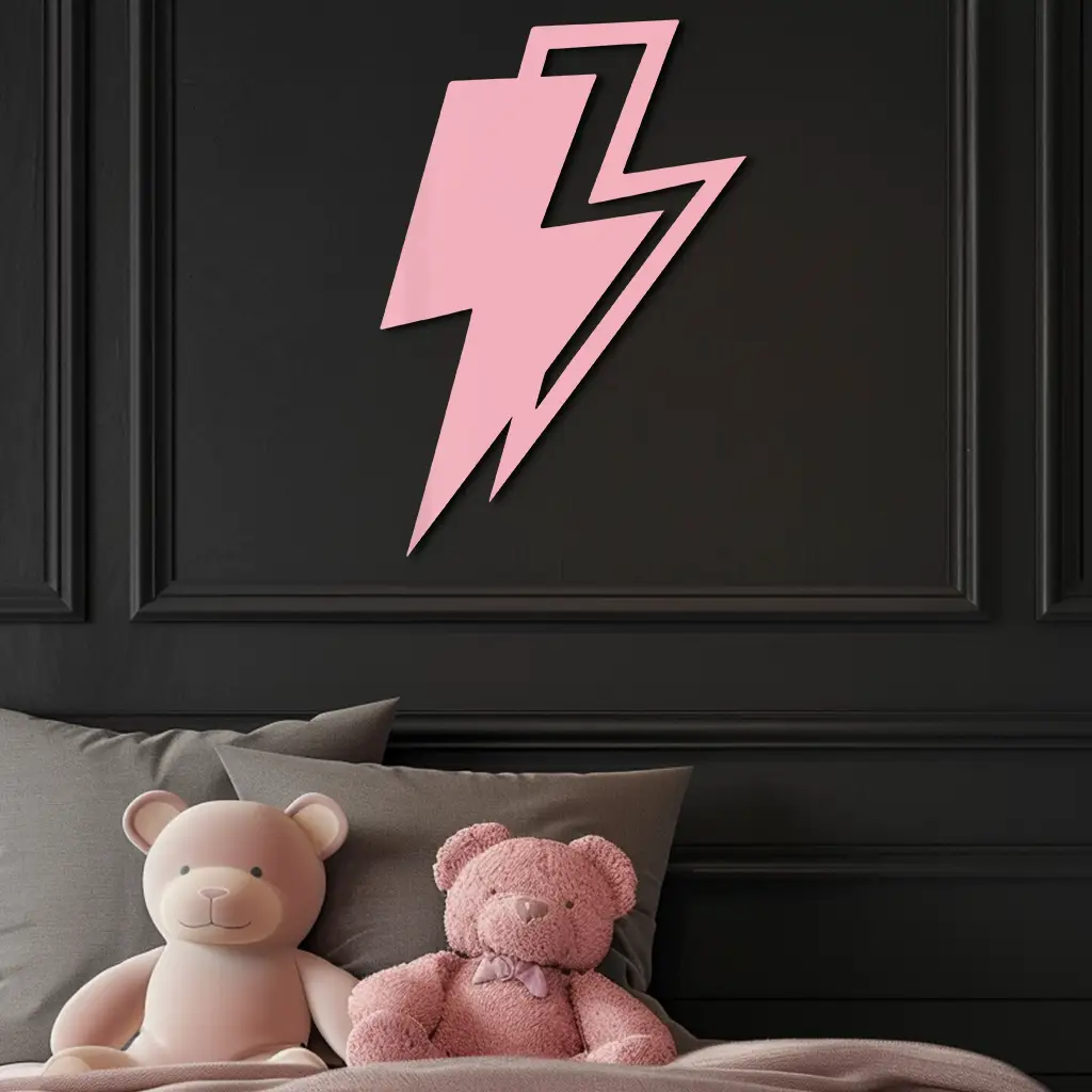 Lightning Bolt Silhouette Metal Wall Art – Modern Power Design - KAFGP069 by Enova Art
