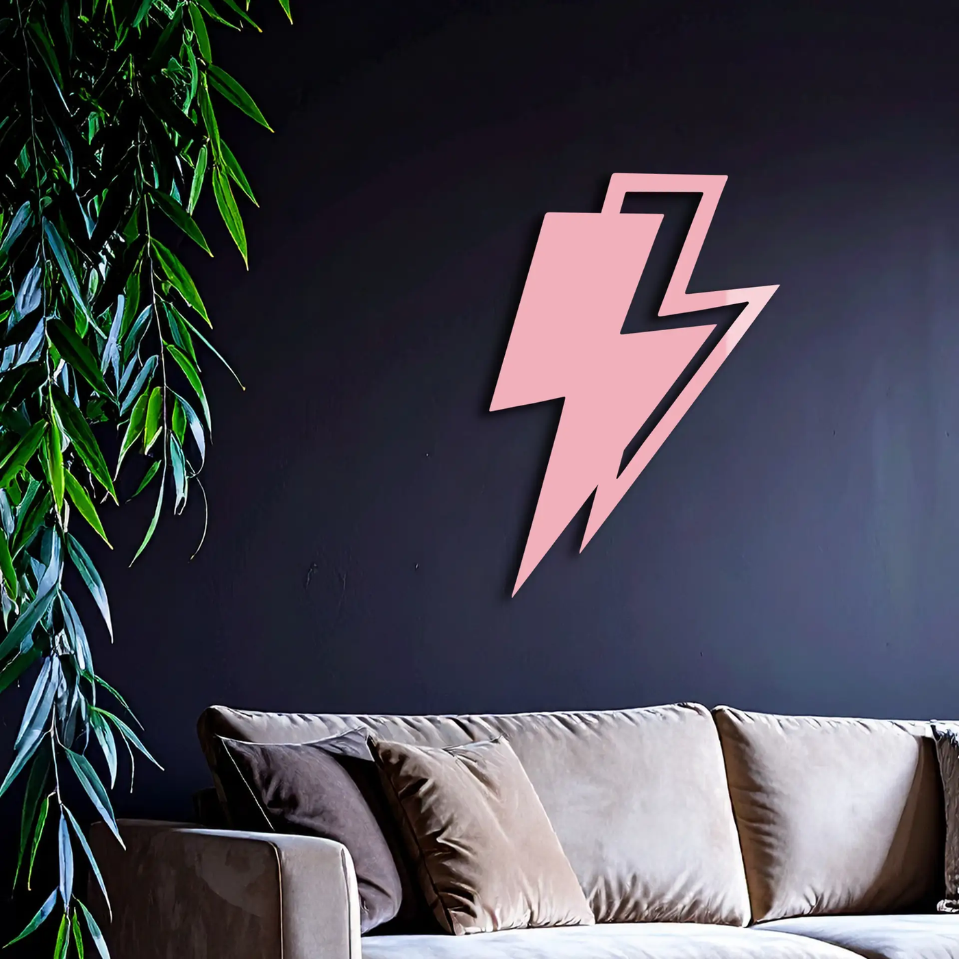 Lightning Bolt Silhouette Metal Wall Art – Modern Power Design - KAFGP069 by Enova Art