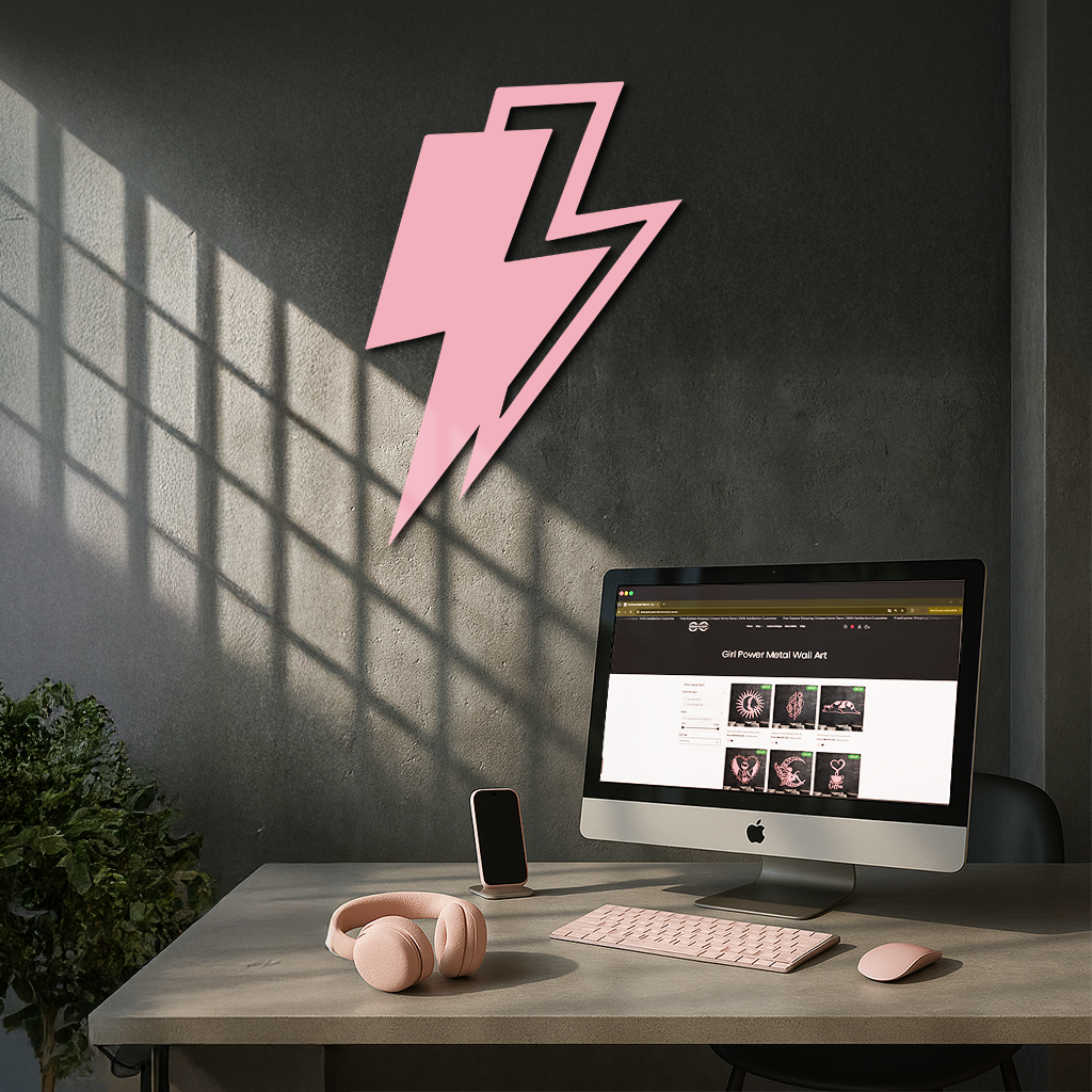 Lightning Bolt Silhouette Metal Wall Art – Modern Power Design - KAFGP069 by Enova Art