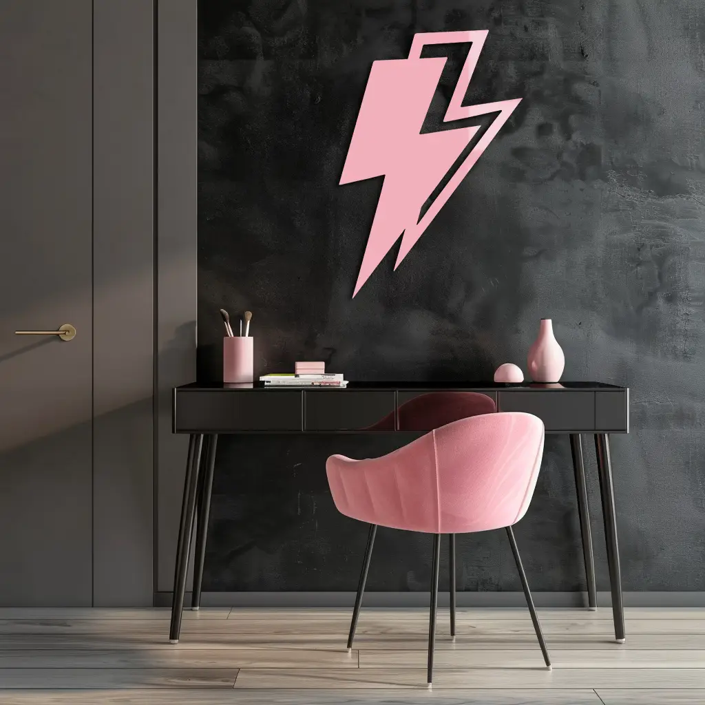 Lightning Bolt Silhouette Metal Wall Art – Modern Power Design - KAFGP069 by Enova Art