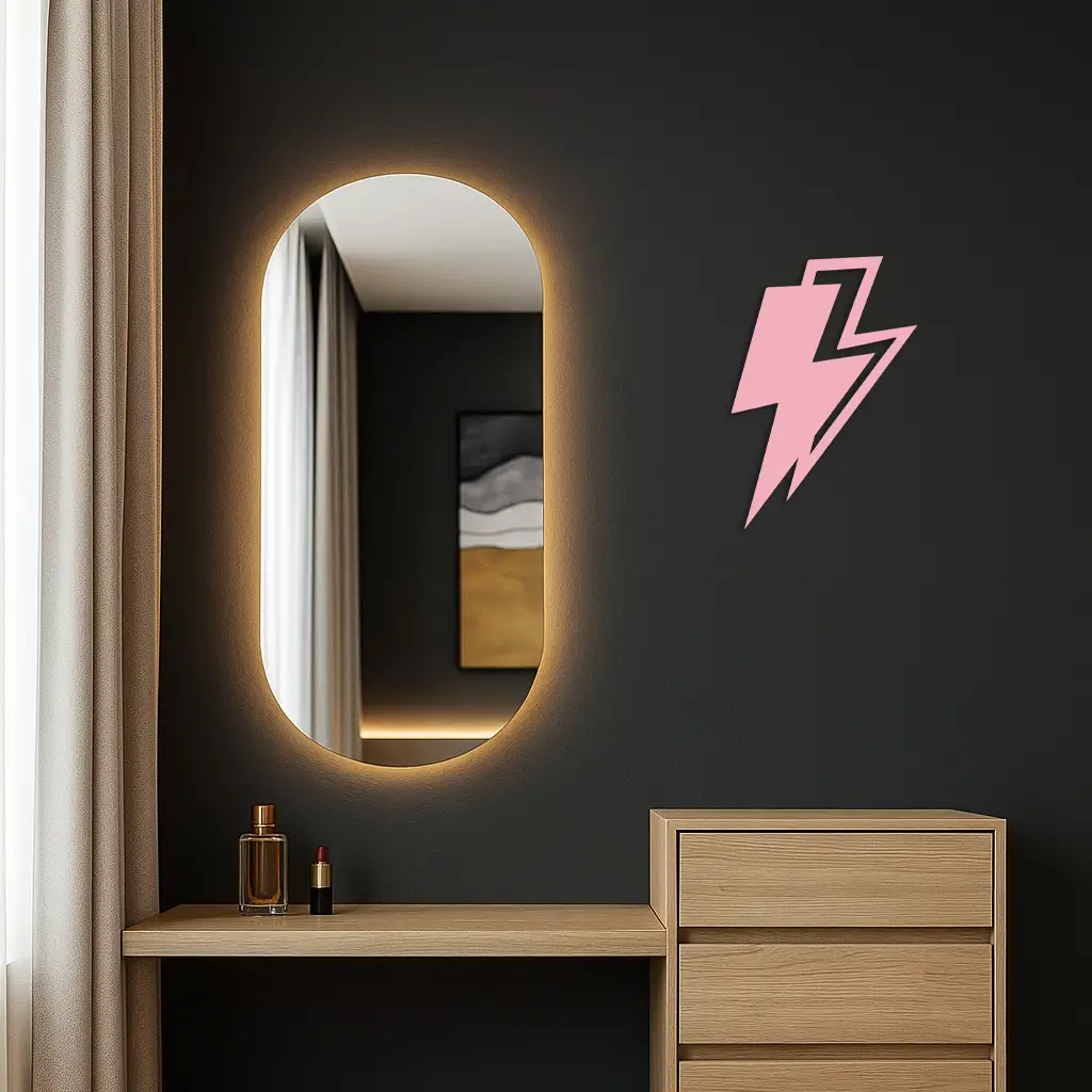 Lightning Bolt Silhouette Metal Wall Art – Modern Power Design - KAFGP069 by Enova Art
