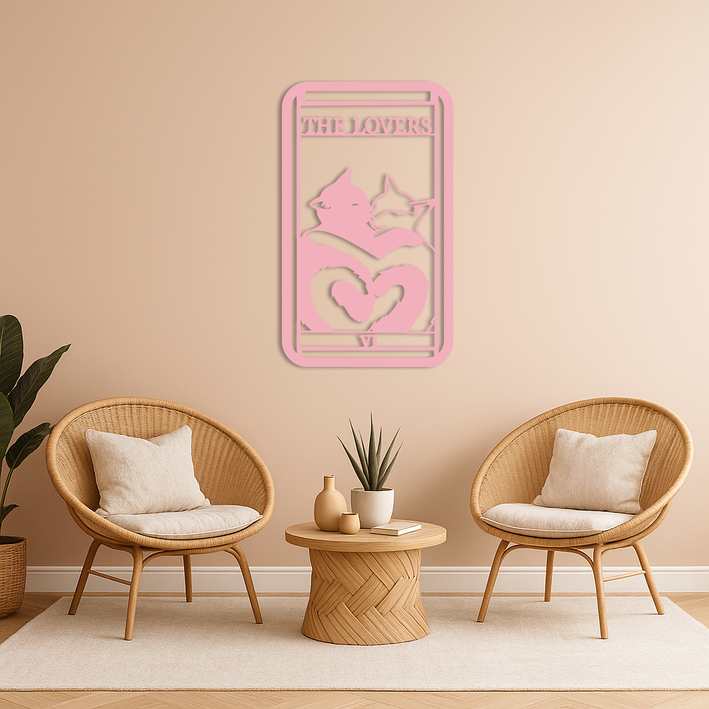 The Lovers Cat Tarot Card Metal Wall Art – Romantic Cat Silhouette Design - KAFGP071 by Enova Art