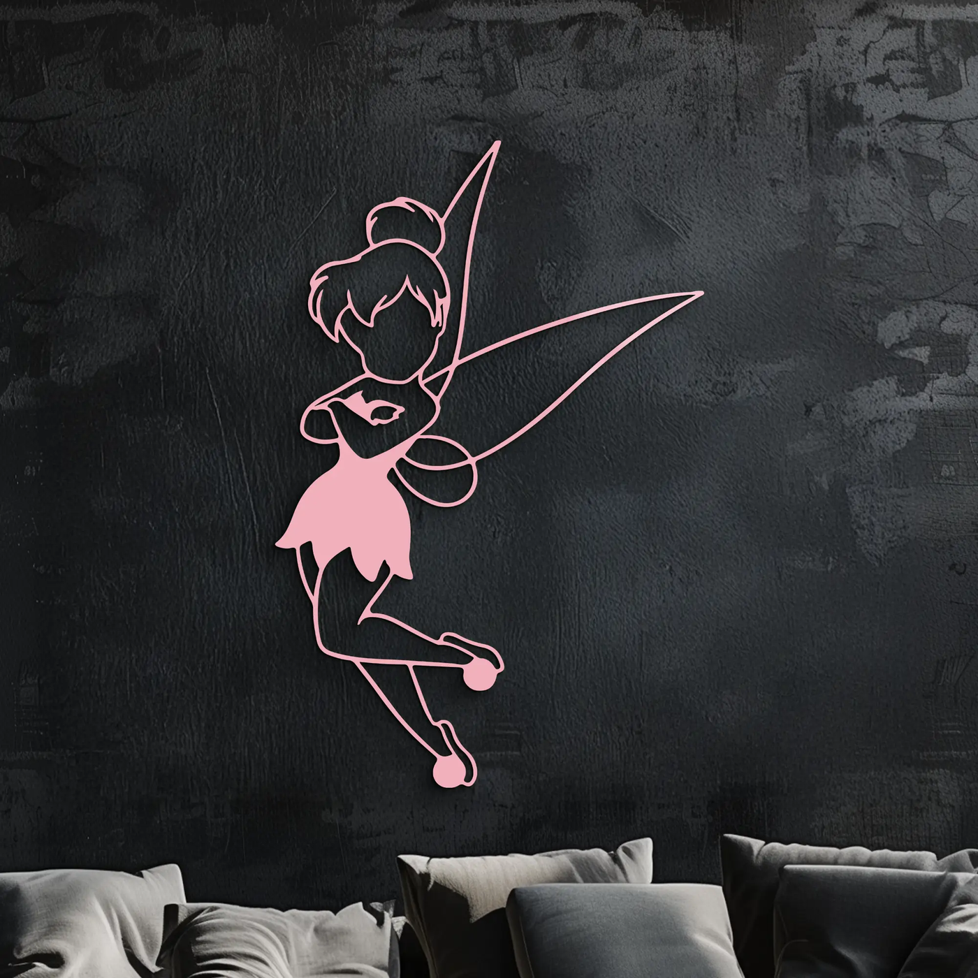 Tinkerbell Fairy Silhouette Metal Wall Art – Whimsical Fantasy Decor - KAFGP072 by Enova Art