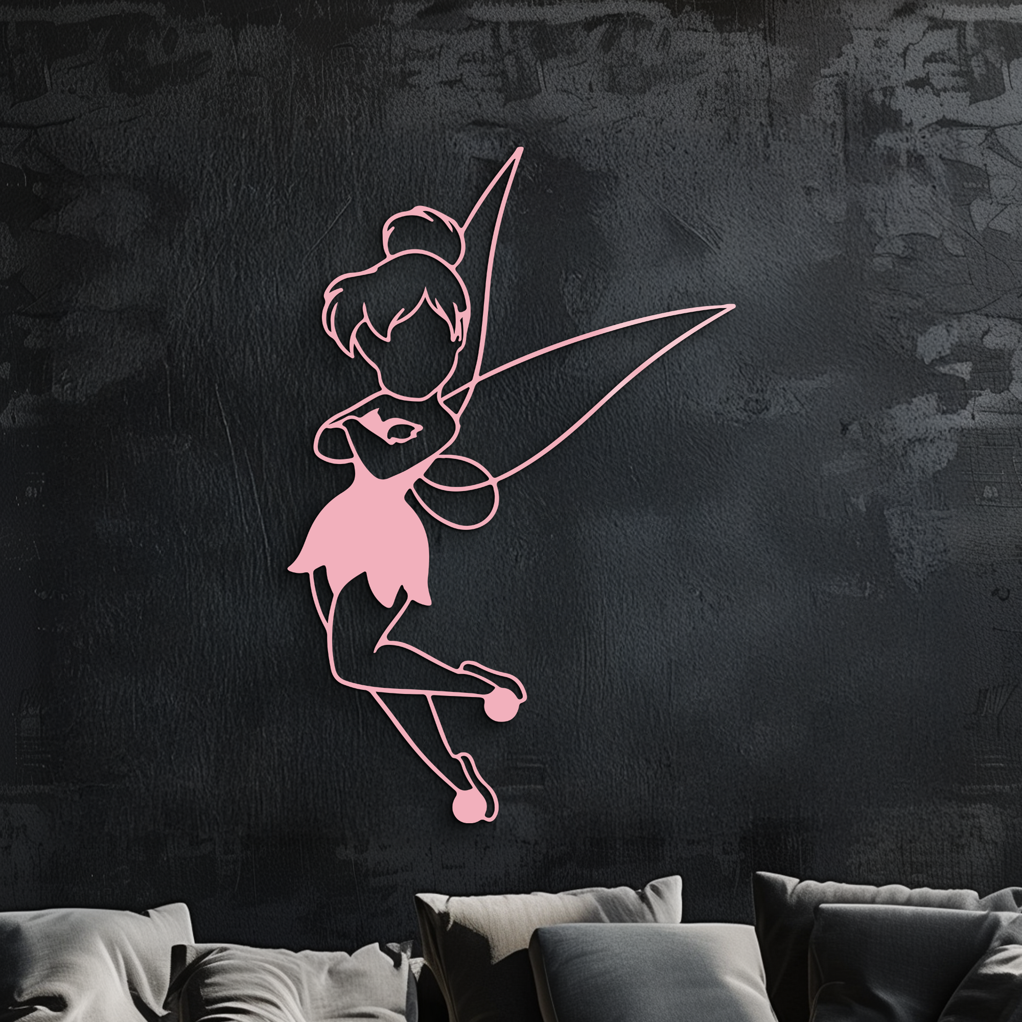 Tinkerbell Fairy Silhouette Metal Wall Art – Whimsical Fantasy Decor - KAFGP072 by Enova Art