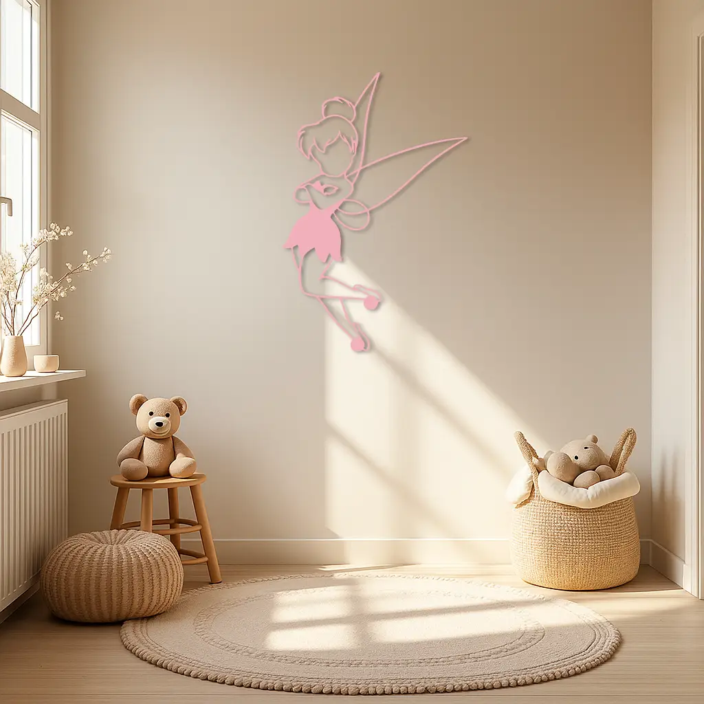 Tinkerbell Fairy Silhouette Metal Wall Art – Whimsical Fantasy Decor - KAFGP072 by Enova Art