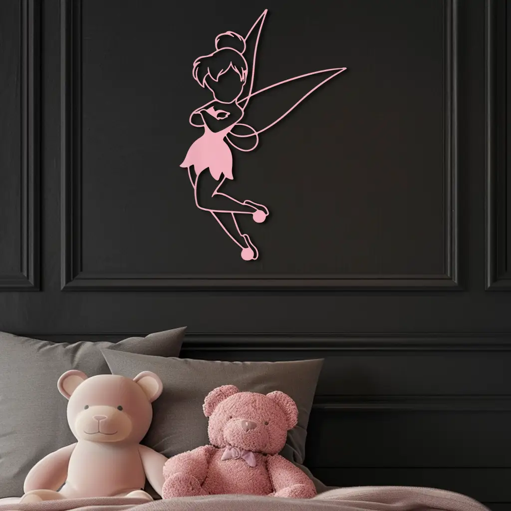 Tinkerbell Fairy Silhouette Metal Wall Art – Whimsical Fantasy Decor - KAFGP072 by Enova Art