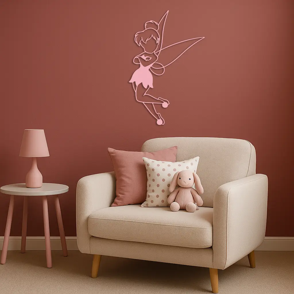 Tinkerbell Fairy Silhouette Metal Wall Art – Whimsical Fantasy Decor - KAFGP072 by Enova Art