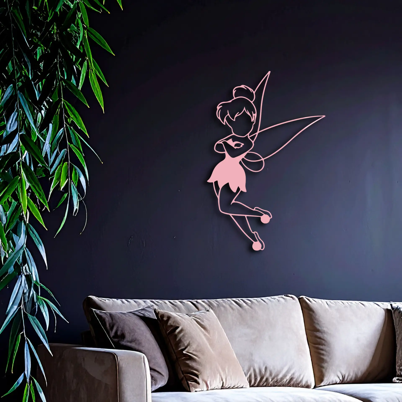 Tinkerbell Fairy Silhouette Metal Wall Art – Whimsical Fantasy Decor - KAFGP072 by Enova Art