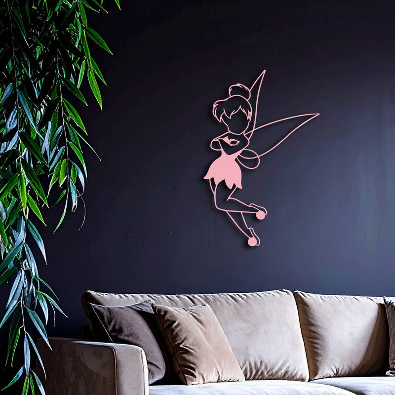 Tinkerbell Fairy Silhouette Metal Wall Art – Whimsical Fantasy Decor - KAFGP072 by Enova Art