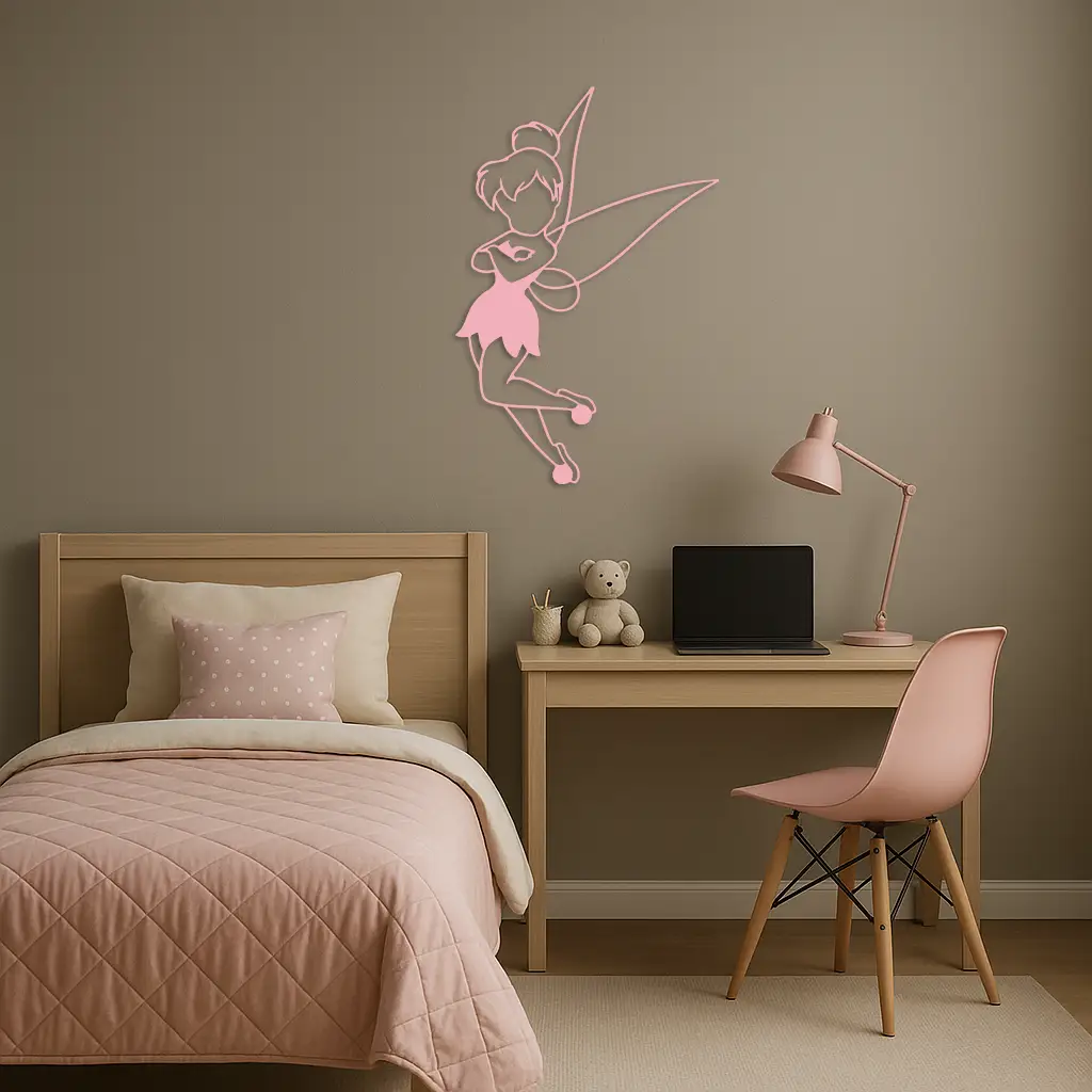 Tinkerbell Fairy Silhouette Metal Wall Art – Whimsical Fantasy Decor - KAFGP072 by Enova Art