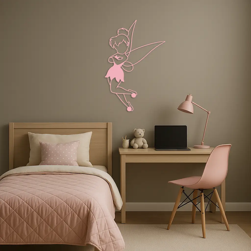 Tinkerbell Fairy Silhouette Metal Wall Art – Whimsical Fantasy Decor - KAFGP072 by Enova Art
