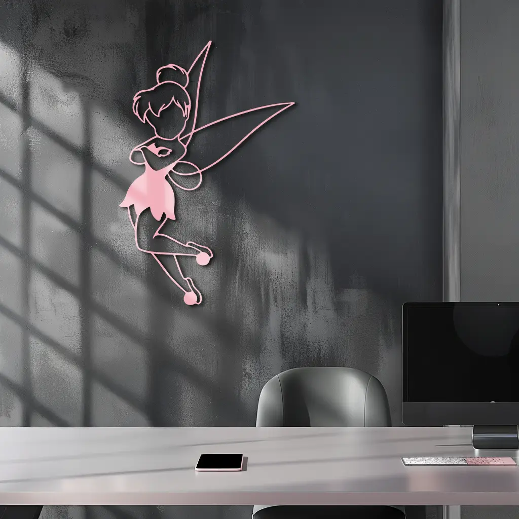 Tinkerbell Fairy Silhouette Metal Wall Art – Whimsical Fantasy Decor - KAFGP072 by Enova Art