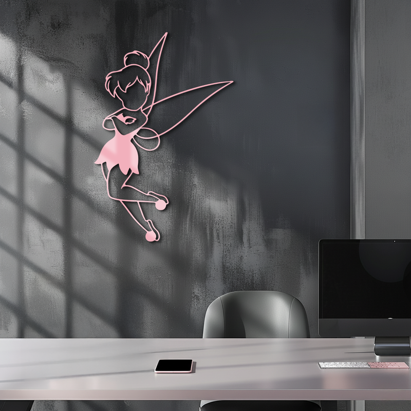 Tinkerbell Fairy Silhouette Metal Wall Art – Whimsical Fantasy Decor - KAFGP072 by Enova Art