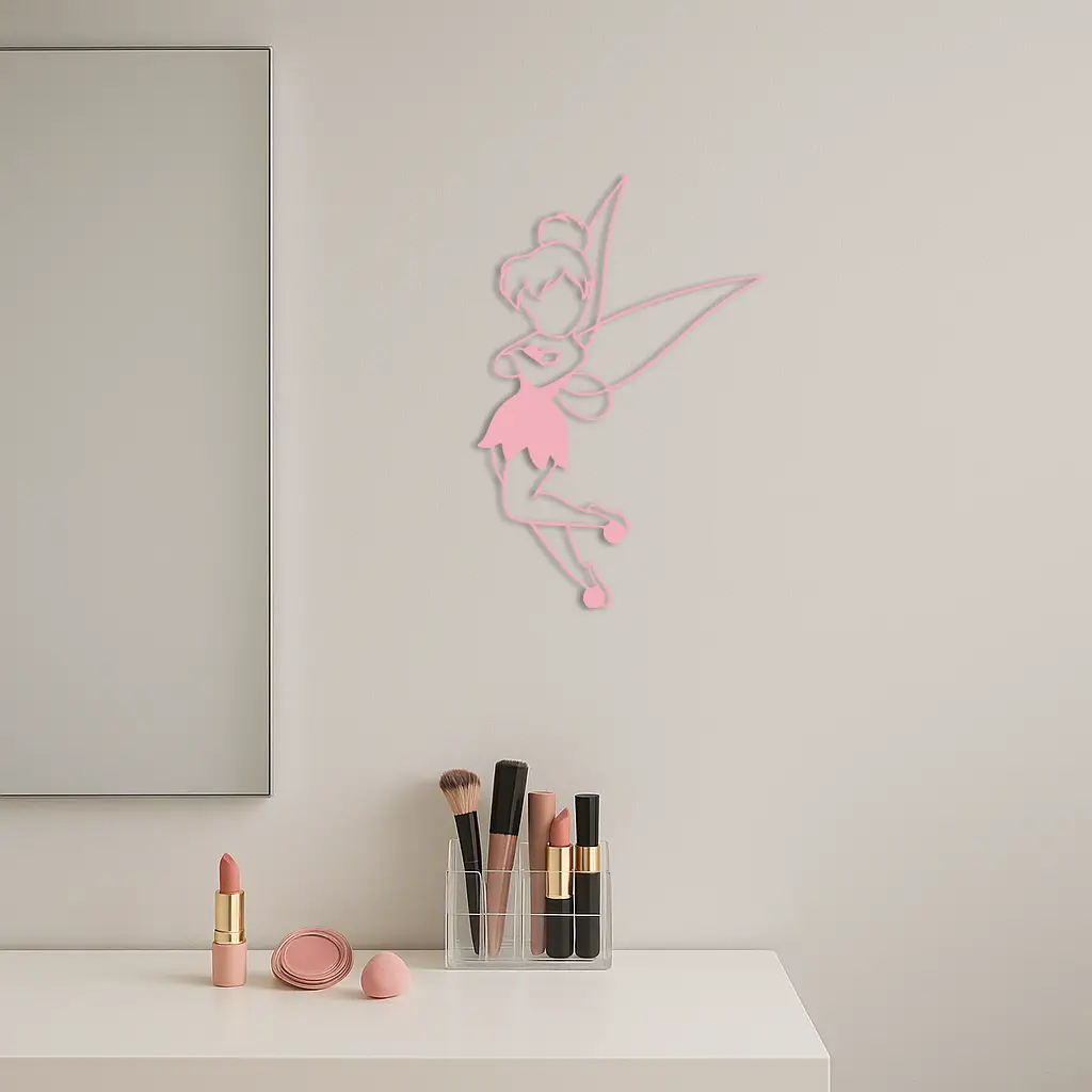 Tinkerbell Fairy Silhouette Metal Wall Art – Whimsical Fantasy Decor - KAFGP072 by Enova Art