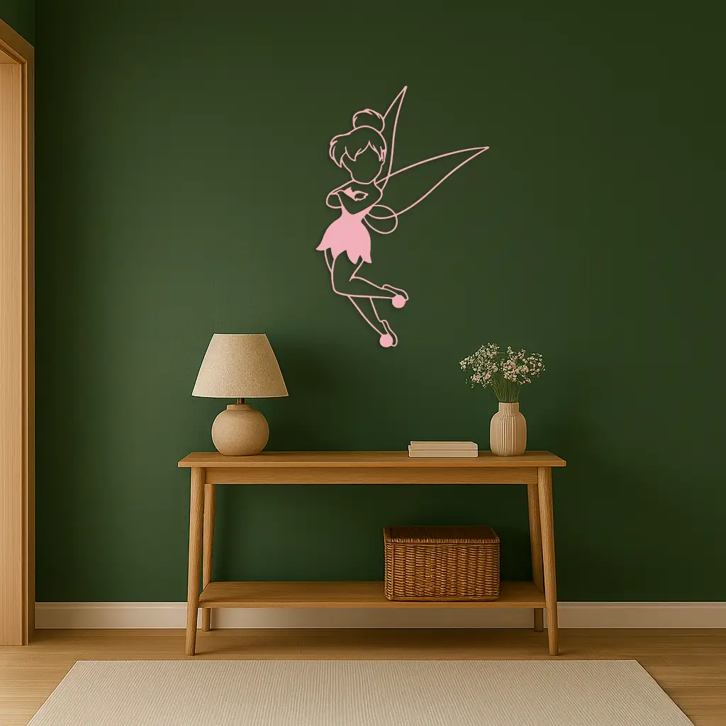 Tinkerbell Fairy Silhouette Metal Wall Art – Whimsical Fantasy Decor - KAFGP072 by Enova Art