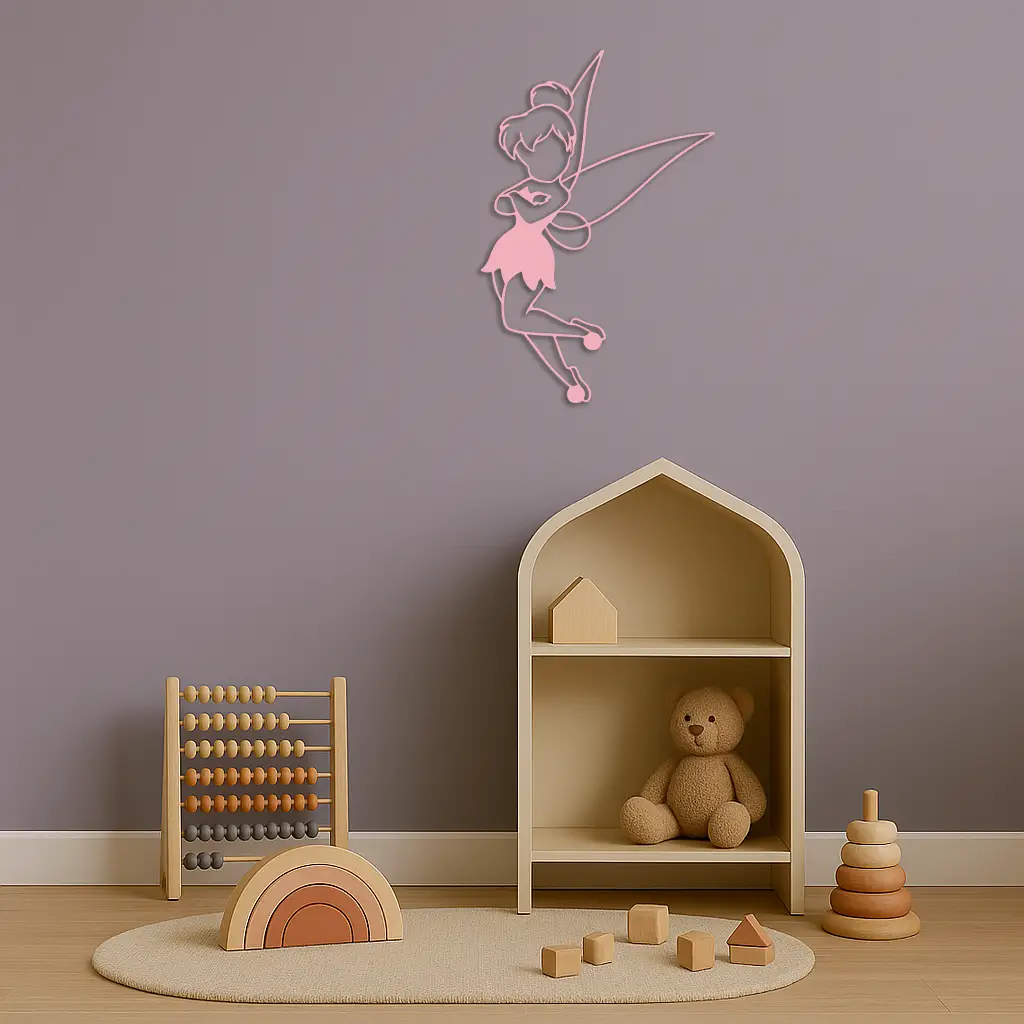 Tinkerbell Fairy Silhouette Metal Wall Art – Whimsical Fantasy Decor - KAFGP072 by Enova Art