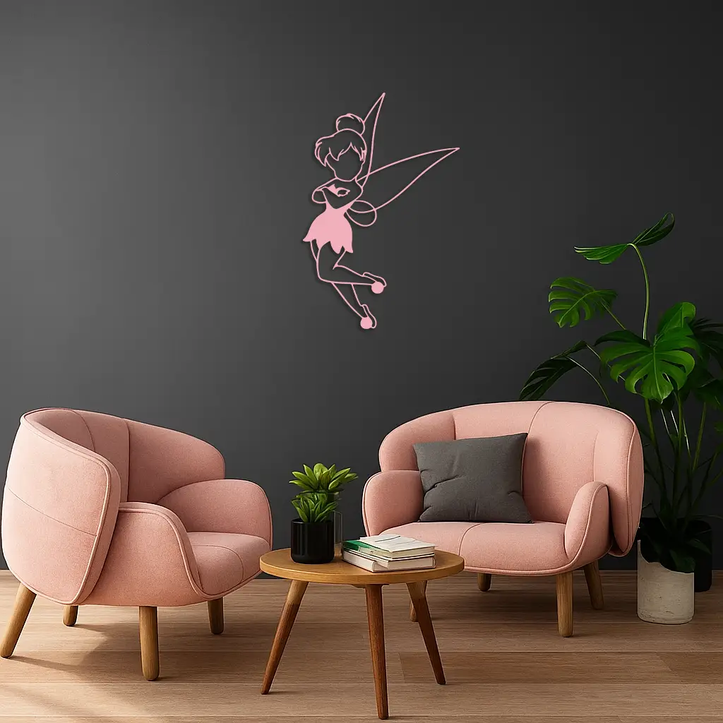 Tinkerbell Fairy Silhouette Metal Wall Art – Whimsical Fantasy Decor - KAFGP072 by Enova Art