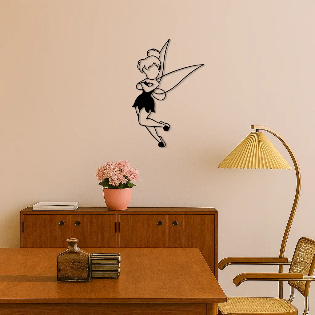 Tinkerbell Fairy Silhouette Metal Wall Art – Whimsical Fantasy Decor - KAFGP072 by Enova Art