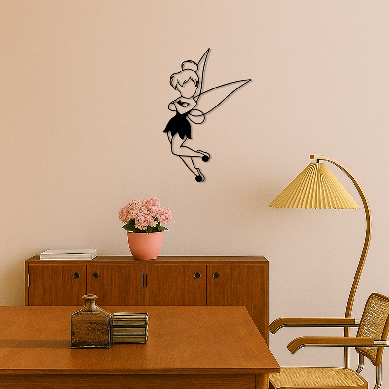 Tinkerbell Fairy Silhouette Metal Wall Art – Whimsical Fantasy Decor - KAFGP072 by Enova Art
