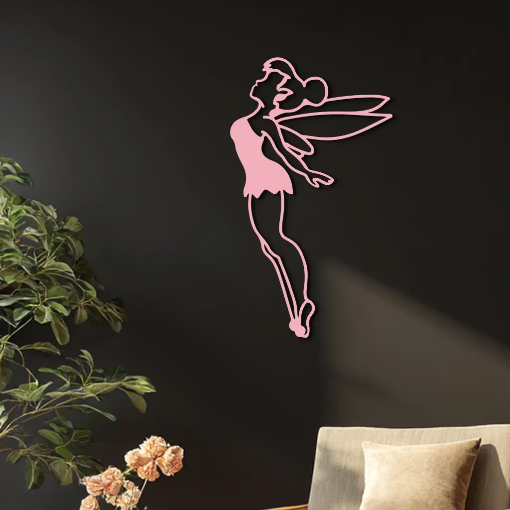 Tinker Bell Silhouette Metal Wall Art – Magical Fairy Home Decor - KAFGP073 by Enova Art