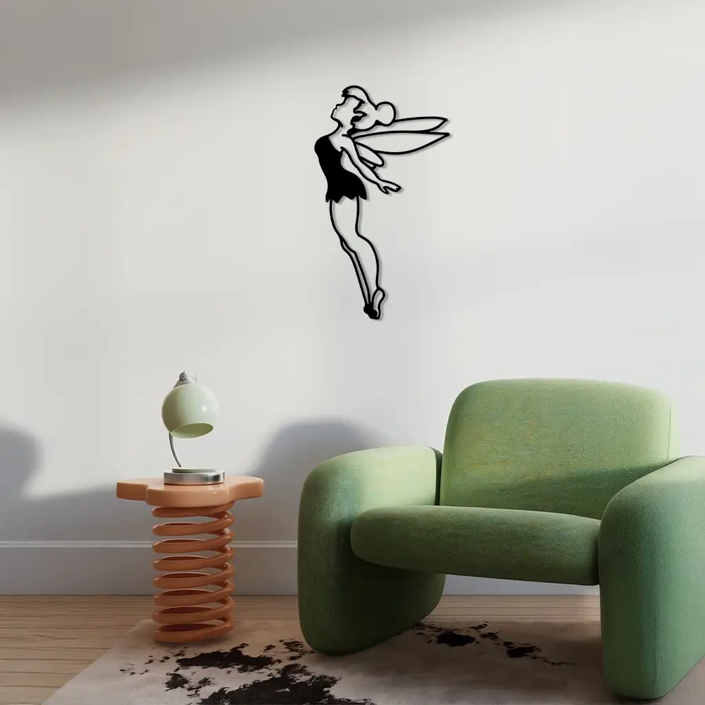 Tinker Bell Silhouette Metal Wall Art – Magical Fairy Home Decor - KAFGP073 by Enova Art