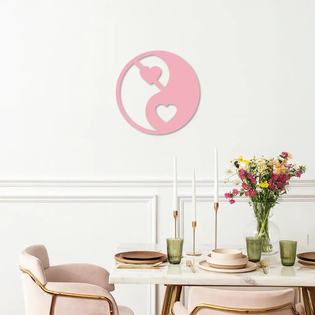 Yin Yang Heart Symbol Metal Wall Art – Modern Love Balance Decor - KAFGP075 by Enova Art