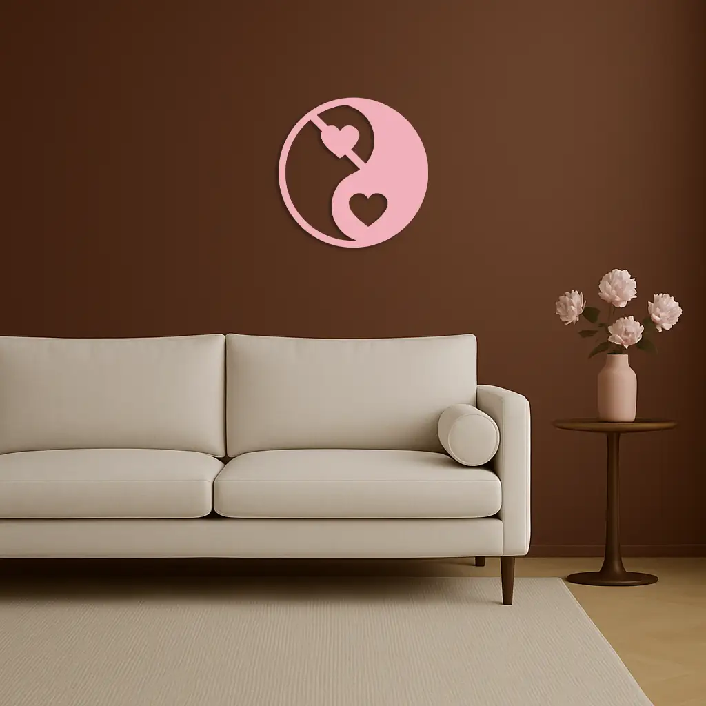 Yin Yang Heart Symbol Metal Wall Art – Modern Love Balance Decor - KAFGP075 by Enova Art