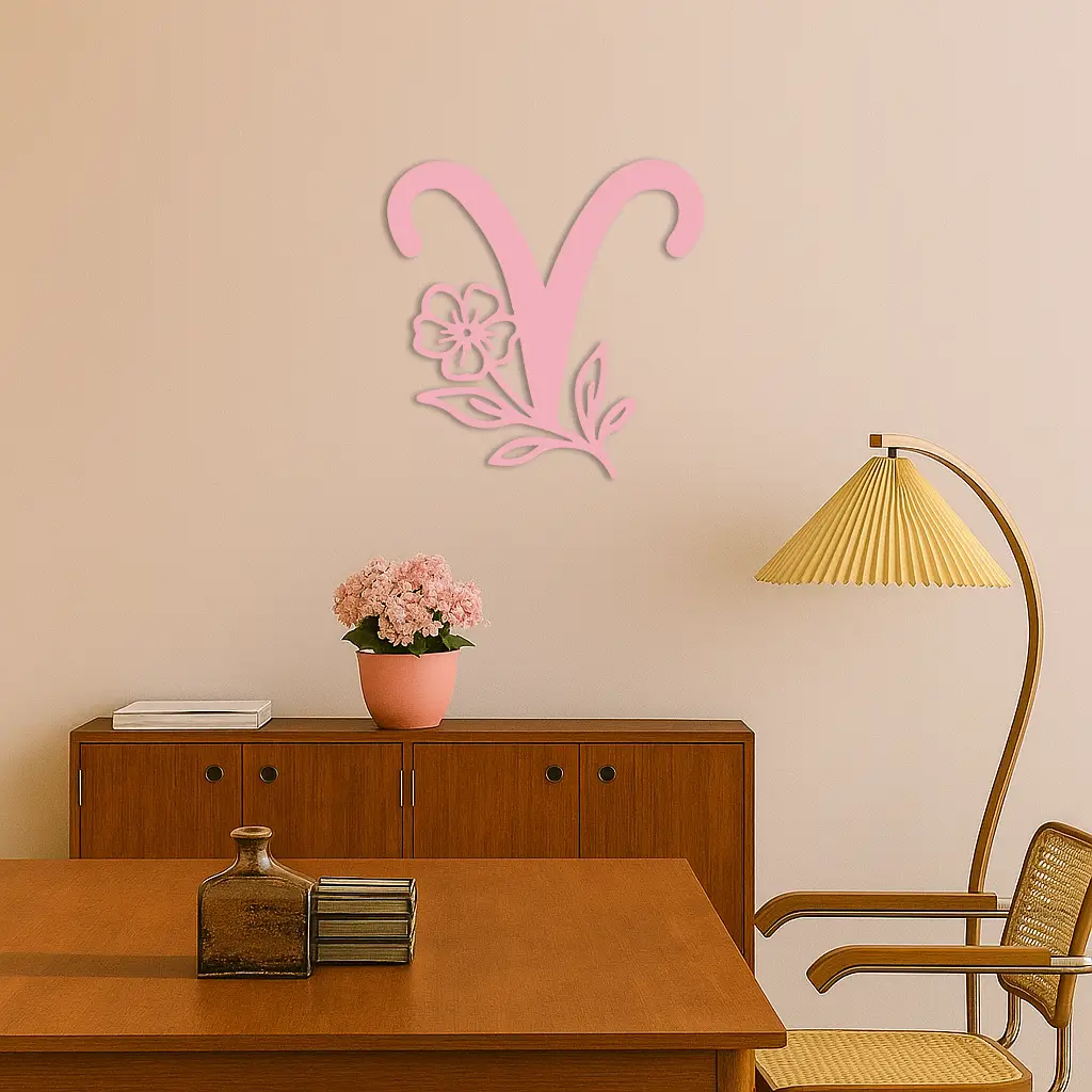 Aries Zodiac Symbol Metal Wall Art – Floral Astrology Home Decor - KAFGP076 by Enova Art