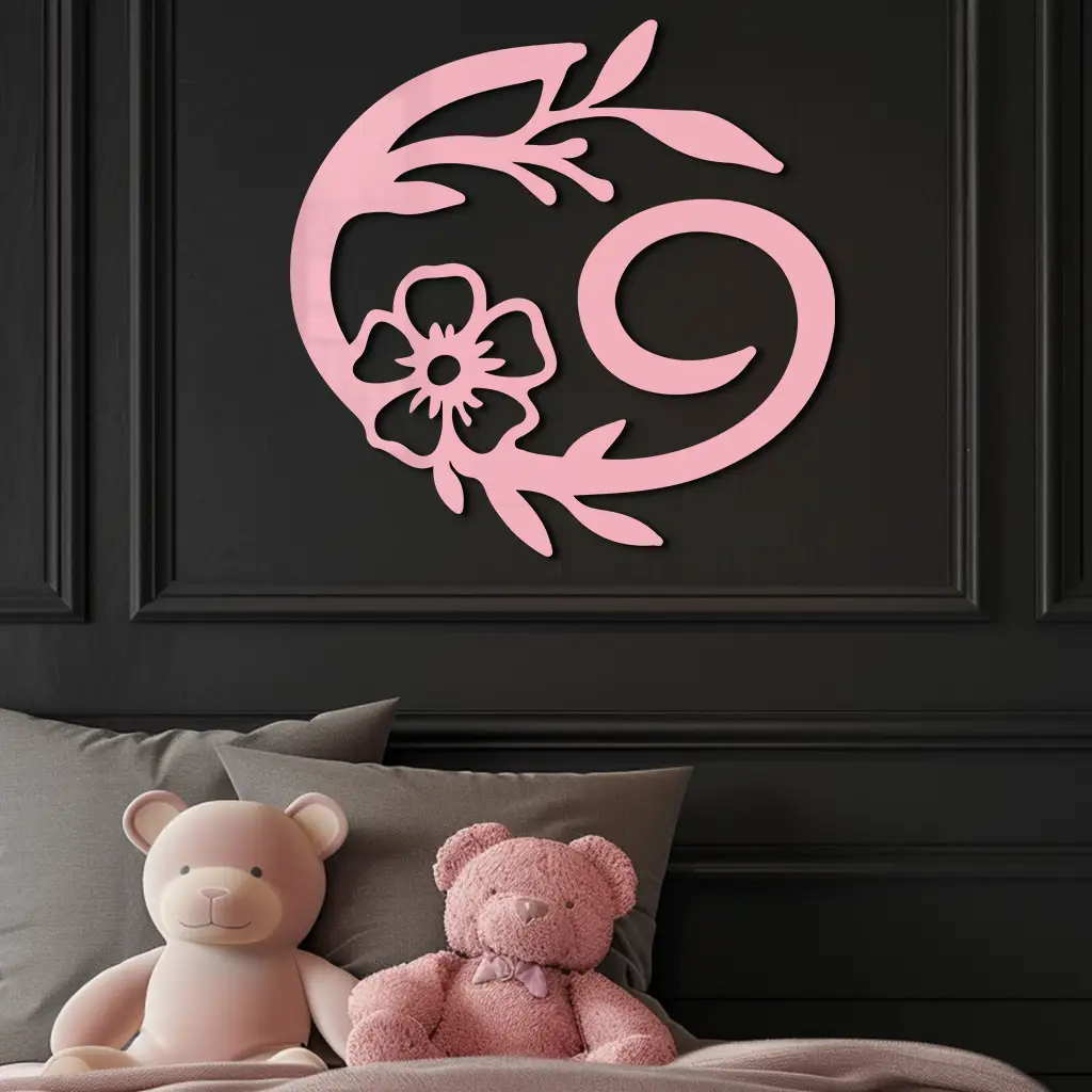 Cancer Zodiac Symbol Metal Wall Art – Floral Astrology Home Decor - KAFGP078 by Enova Art