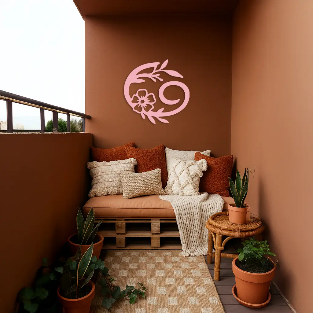 Cancer Zodiac Symbol Metal Wall Art – Floral Astrology Home Decor - KAFGP078 by Enova Art