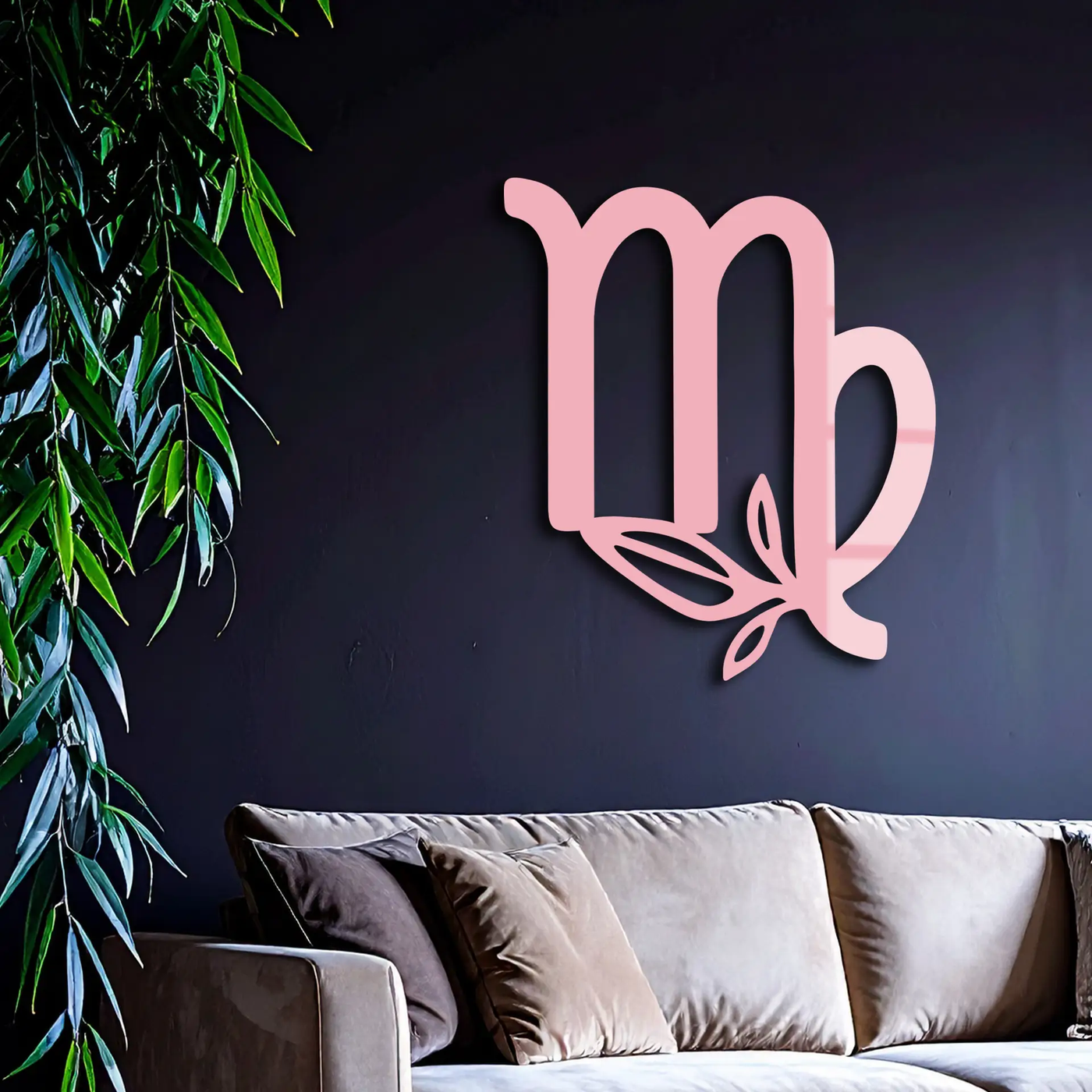 Virgo Zodiac Symbol Metal Wall Art – Floral Virgo Sign Decor - KAFGP079 by Enova Art