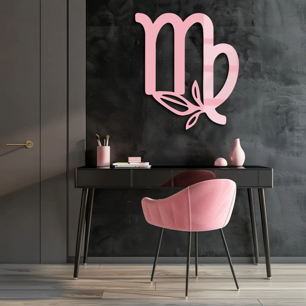 Virgo Zodiac Symbol Metal Wall Art – Floral Virgo Sign Decor - KAFGP079 by Enova Art