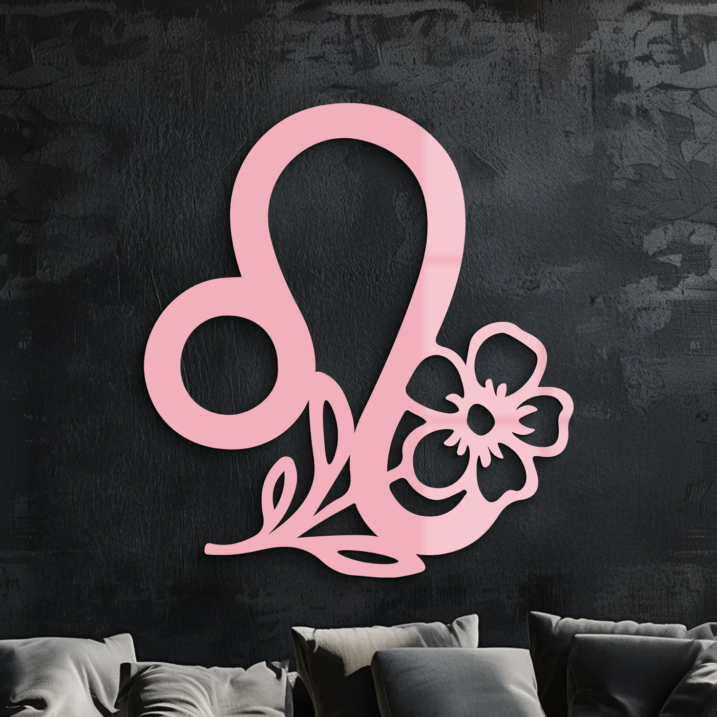 Leo Zodiac Sign Floral Metal Wall Art – Astrology-Inspired Home Decor - KAFGP080 by Enova Art