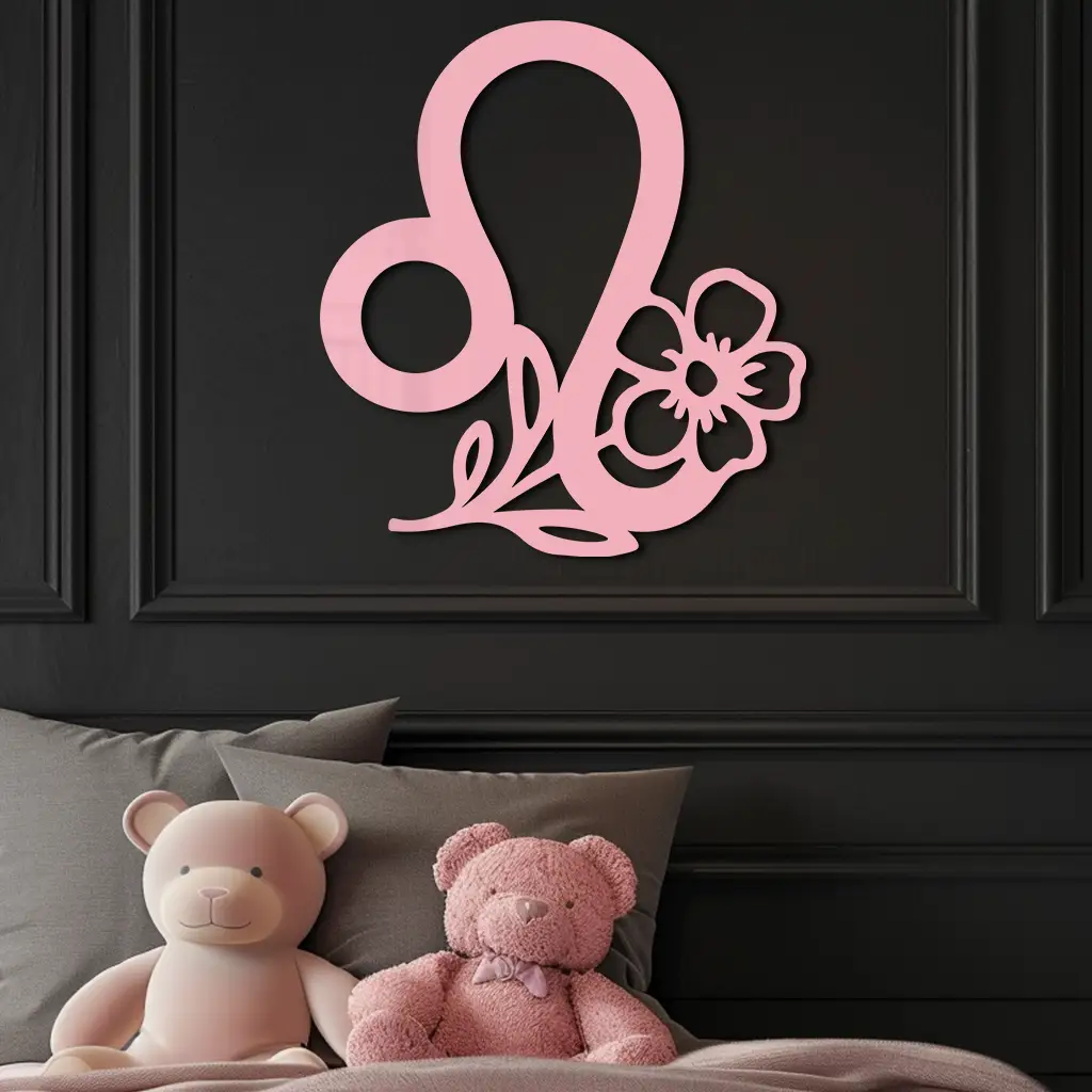 Leo Zodiac Sign Floral Metal Wall Art – Astrology-Inspired Home Decor - KAFGP080 by Enova Art