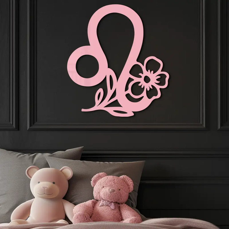 Leo Zodiac Sign Floral Metal Wall Art – Astrology-Inspired Home Decor - KAFGP080 by Enova Art