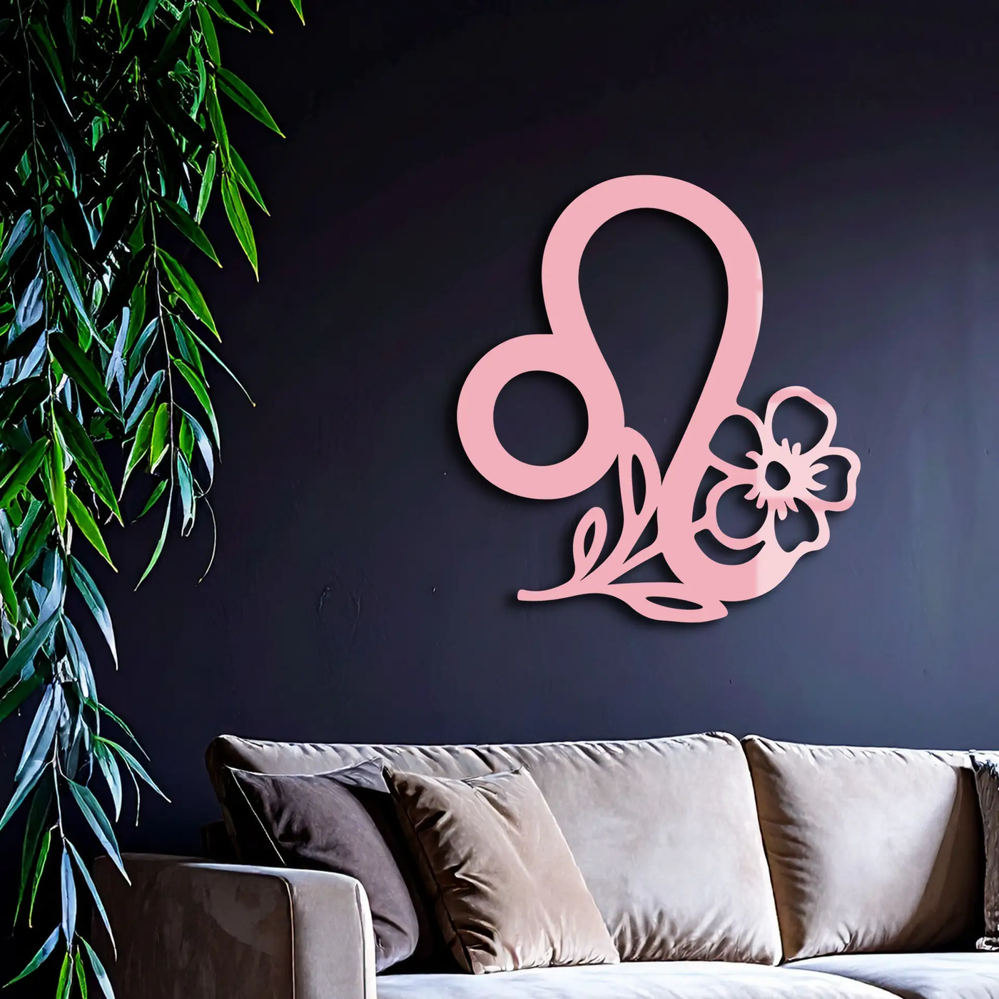 Leo Zodiac Sign Floral Metal Wall Art – Astrology-Inspired Home Decor - KAFGP080 by Enova Art