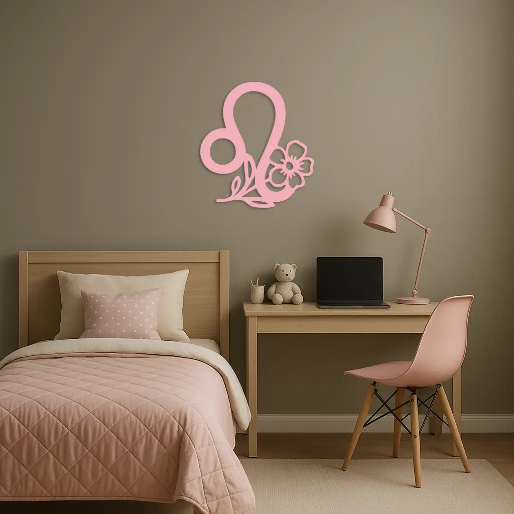 Leo Zodiac Sign Floral Metal Wall Art – Astrology-Inspired Home Decor - KAFGP080 by Enova Art