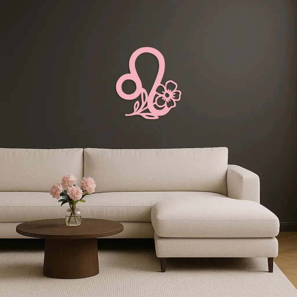 Leo Zodiac Sign Floral Metal Wall Art – Astrology-Inspired Home Decor - KAFGP080 by Enova Art