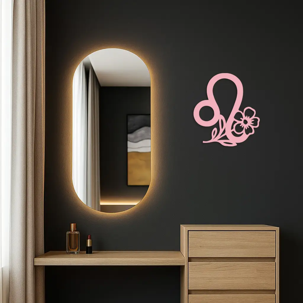 Leo Zodiac Sign Floral Metal Wall Art – Astrology-Inspired Home Decor - KAFGP080 by Enova Art