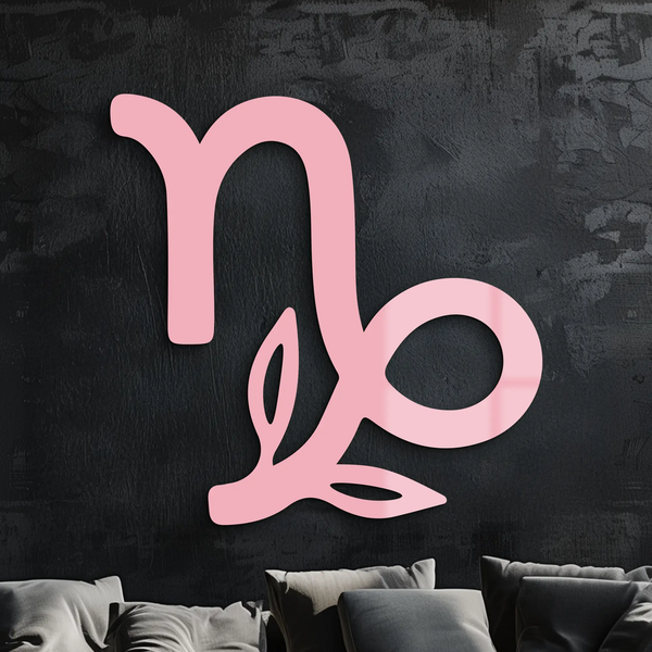 Capricorn Zodiac Symbol Metal Wall Art – Floral Astrology Home Decor - KAFGP081