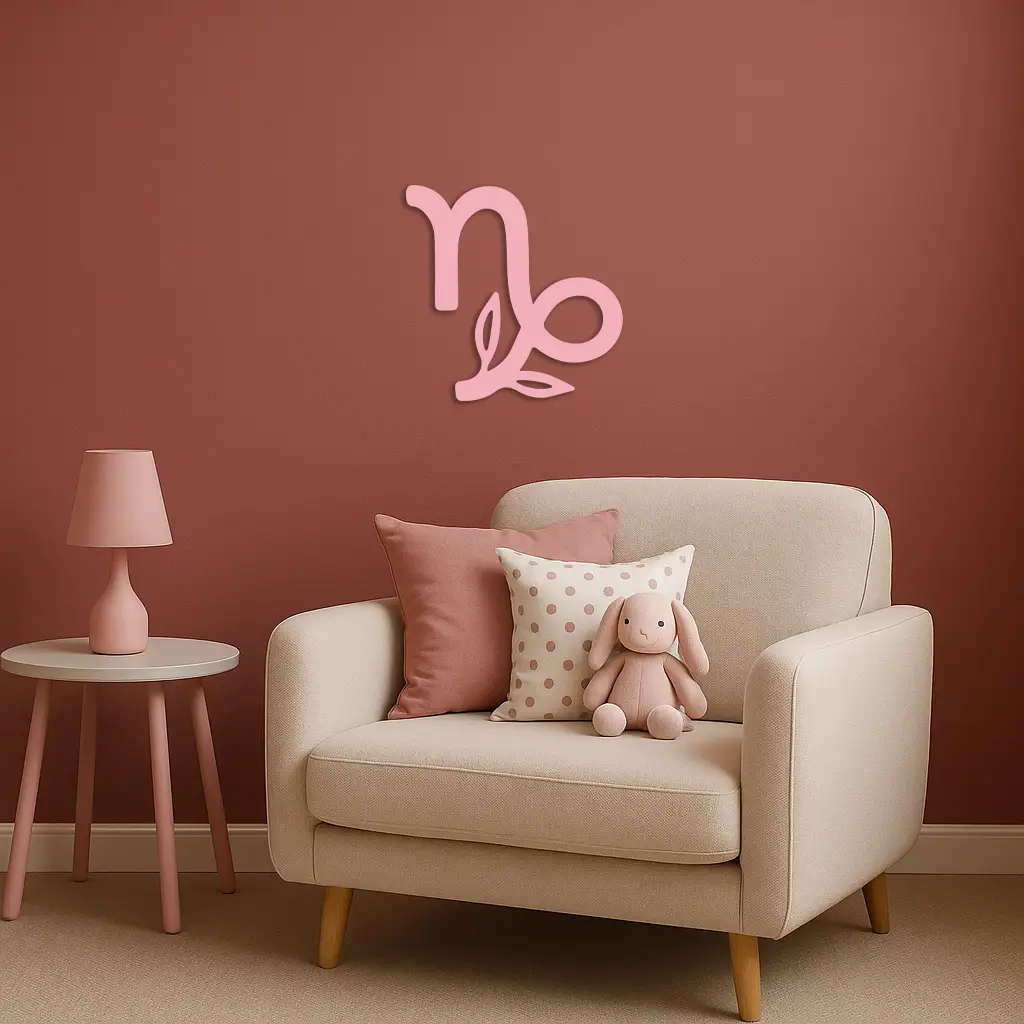 Capricorn Zodiac Symbol Metal Wall Art – Floral Astrology Home Decor - KAFGP081 by Enova Art