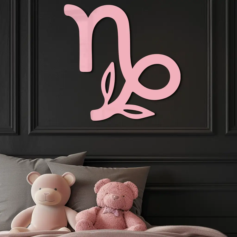 Capricorn Zodiac Symbol Metal Wall Art – Floral Astrology Home Decor - KAFGP081 by Enova Art