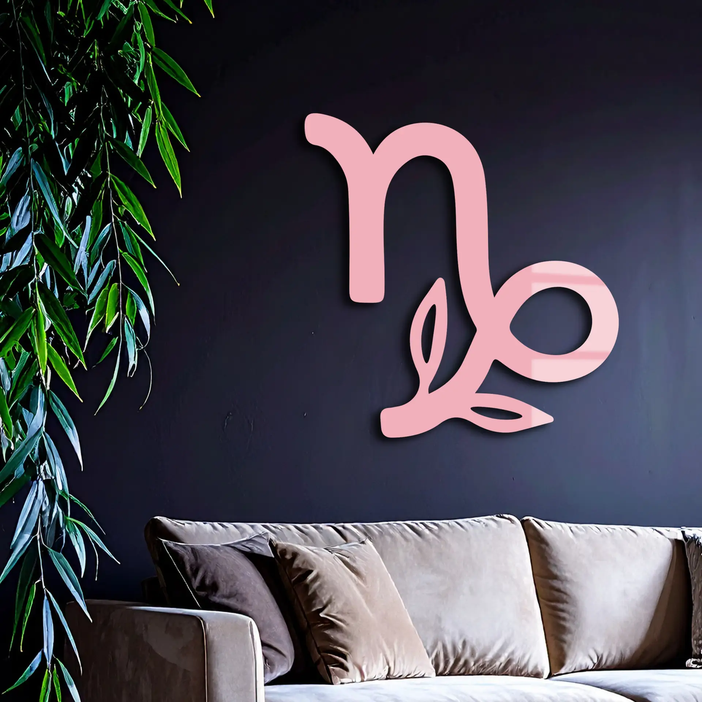 Capricorn Zodiac Symbol Metal Wall Art – Floral Astrology Home Decor - KAFGP081 by Enova Art