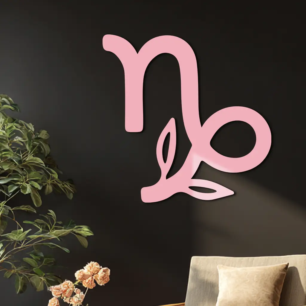 Capricorn Zodiac Symbol Metal Wall Art – Floral Astrology Home Decor - KAFGP081 by Enova Art