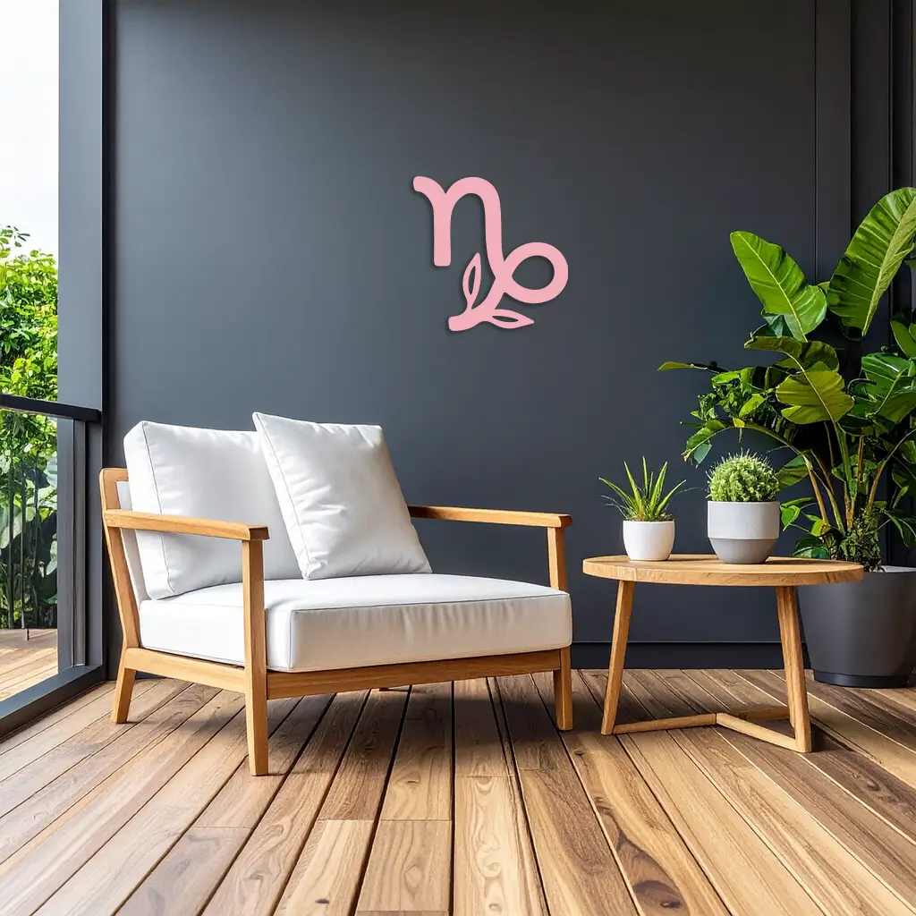 Capricorn Zodiac Symbol Metal Wall Art – Floral Astrology Home Decor - KAFGP081 by Enova Art