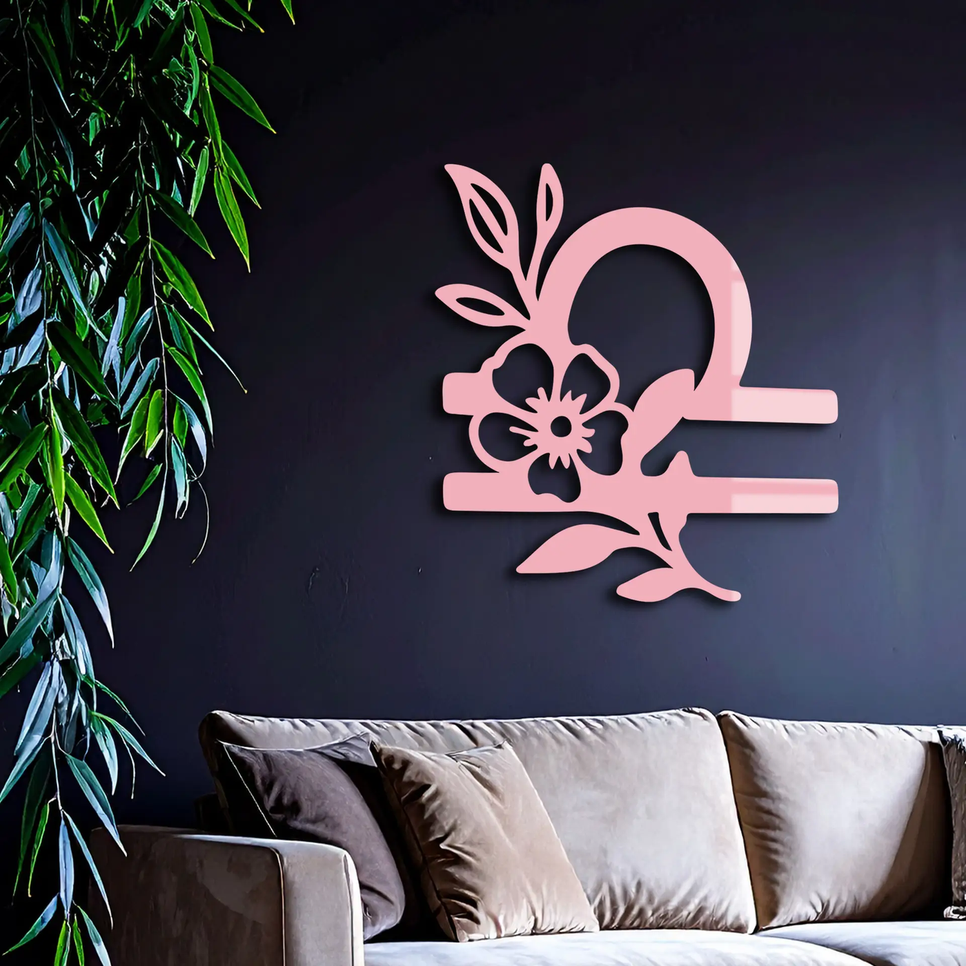 Libra Zodiac Sign Floral Metal Wall Art – Astrology Inspired Home Decor - KAFGP083 by Enova Art